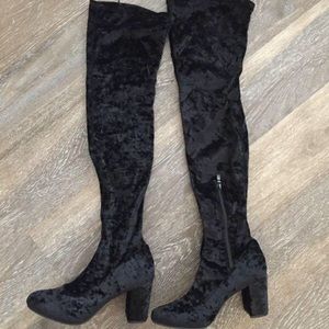 Velvet over-the-knee boots